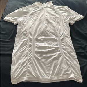 White Short Sleeve Zip-Up equine riding Top by goode rider